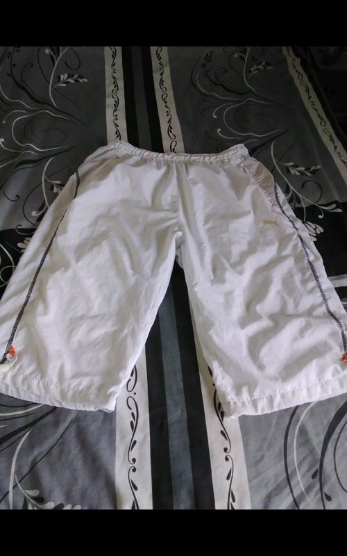 Puma Mens Cargo Beach Activewear Long White Shorts Awesome Large 30-36