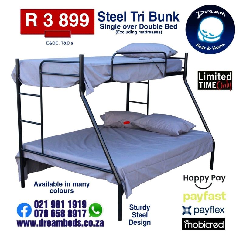 Tri bunk beds loft bed and double bunks on sale