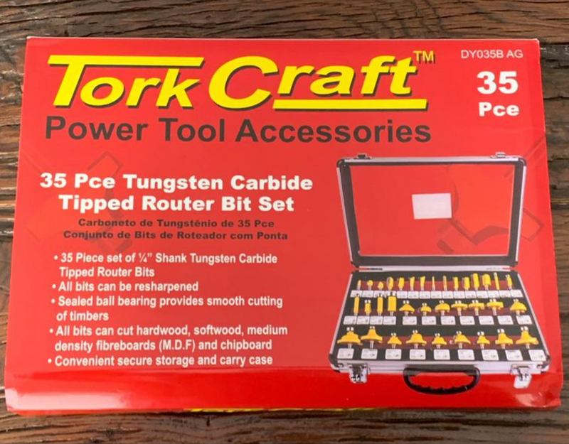 Tork Craft 35 Pc Tungsten Carbide Tipped Router *Brand New*