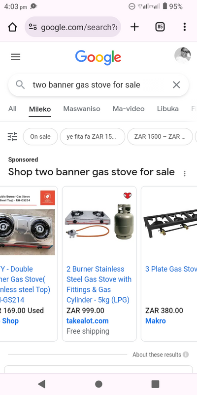 Two banner gas stove with empty cylinder