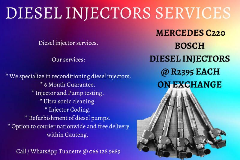 MERCEDES C220 BOSCH DIESEL INJECTORS FOR SALE ON EXCHANGE OR TO RECON YOUR OWN