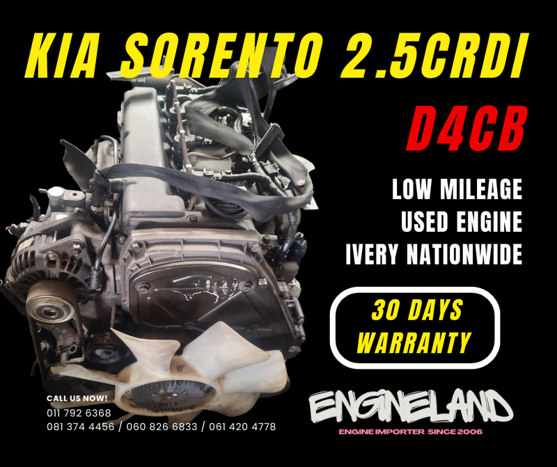 Kia Sorento 2.5 turbo diesel D4CB engine