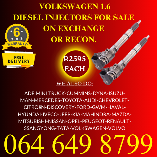 Polo 1.6 diesel injectors for sale on exchange 6 months warranty