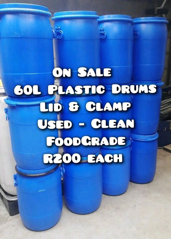 Plastic Drums - Lid &amp; Clamp 60L