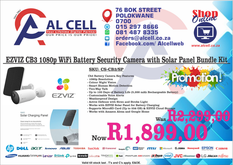 EZVIZ CB3 1080p WiFi Battery Security Camera with Solar Panel Bundle Kit CS-CB3-SP