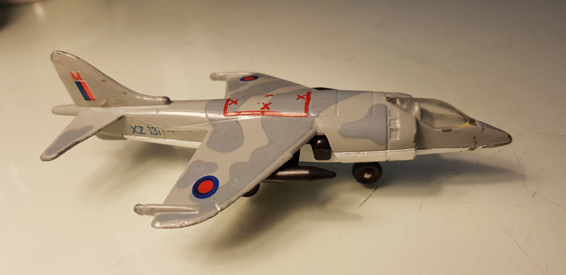 VINTAGE MATCHBOX SB 27 HARRIER MILITARY FIGHTER JET PLANE -DIE-CAST - 1/43 SCALE.