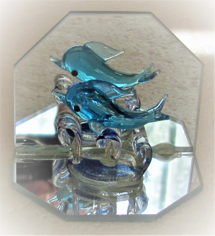 Handmade - Vintage Glass Dolphin and Mirror Ornament