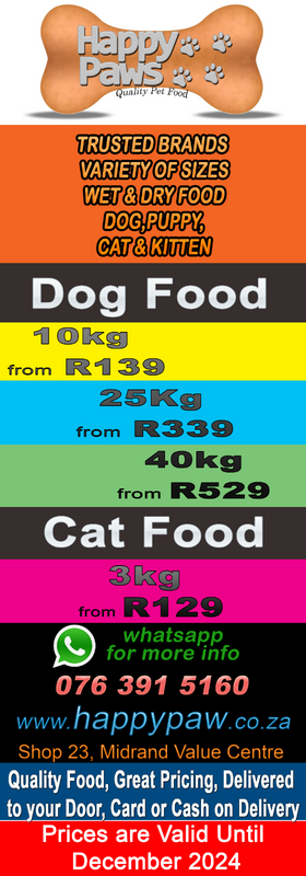 10Kg Dog Food for R139 or 3Kg Cat Food for R129