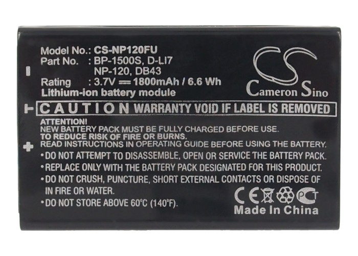 Camera Battery CS-NP120FU for FUJIFILM NP-120 etc.