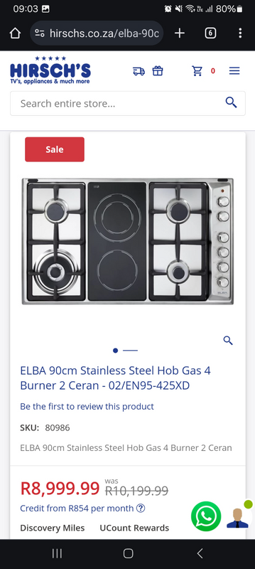 ELBA 90cm Stainless Steel Hob Gas 4 Burner 2 Ceran - 02/EN95-425XD