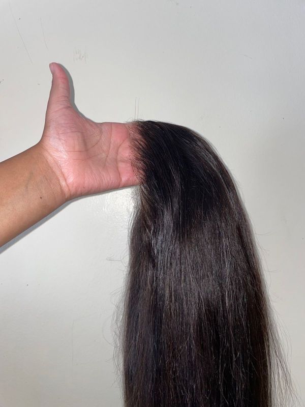 Human Hair ( Wig ) 32 inch STRAIGHT WIGS 2024&#34;SINGLE-DRAWN&#34;HD LACE(13*4 #1B)