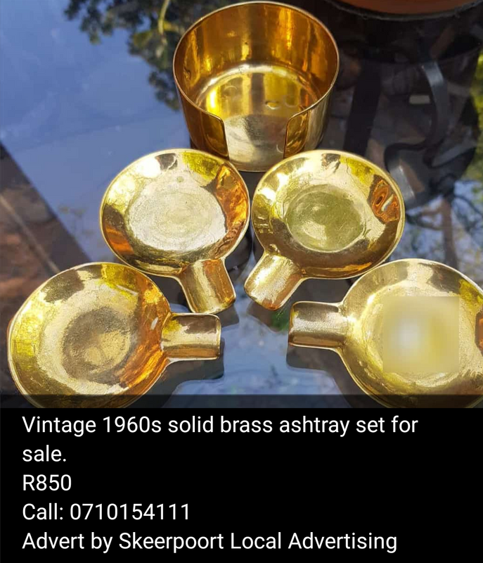Vintage 1960s solid brass ashtray set for sale