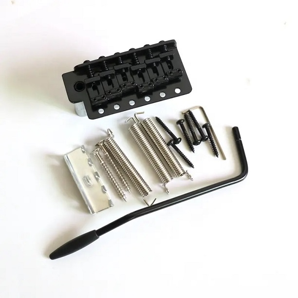 Black Vintage 6 point Strat Full Size Block Tremolo Bridge Complete – 54mm String Spacing