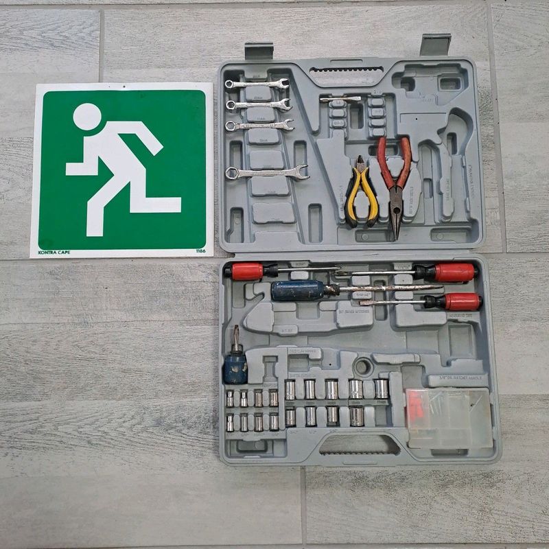 Plastic tool case with sign