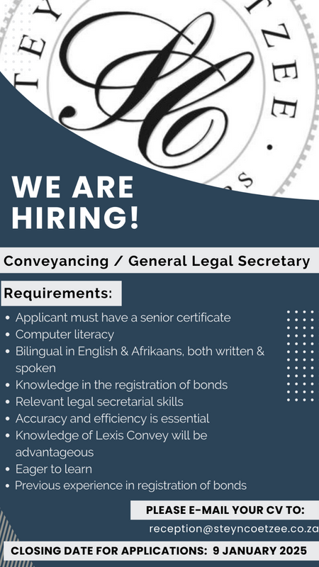 CONVEYANCING / GENERAL LEGAL SECRETARY