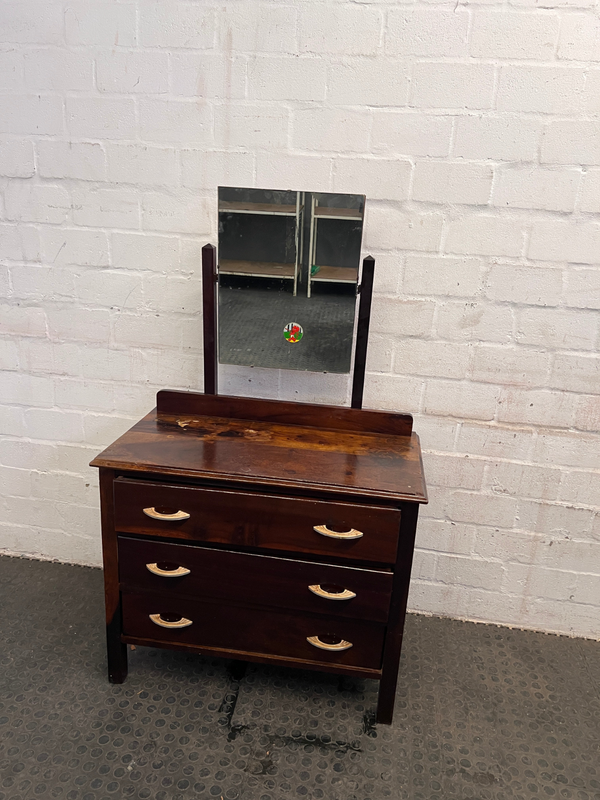 Four Drawer Dressing Table with Square Mirror-
