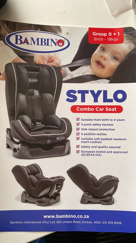 BAMBINO STYLO BABY CAR SEAT IN MINT CONDITION *NB NOT ISOFIX