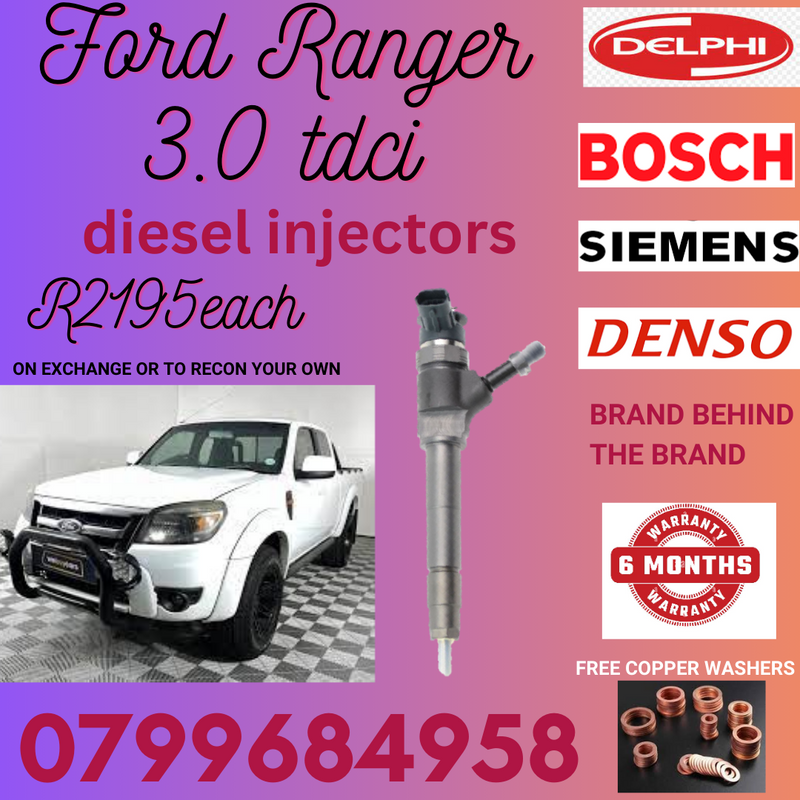 FORD RANGER 3.0TDCI DIESEL INJECTORS/FREE COPPER WASHERS