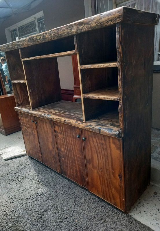 Rustic solid wood tv stand cabinet