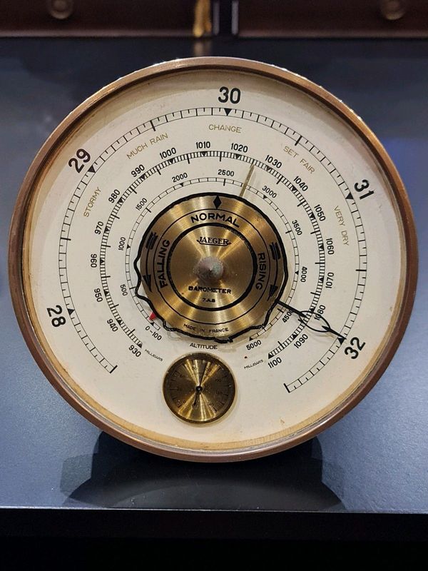 Jaeger 7.A.B. Table Barometer and Thermometer - Made in France - 1960.