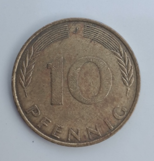 1973 German 10 Pfennig Bank deutscher Länder (J) (Germany, FRG) Coin For Sale.