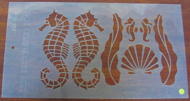 The Decorated Home DHB 54 Stencil - Drawing and Painting - Sea Horses and Shell &amp; Weed - DIY - C