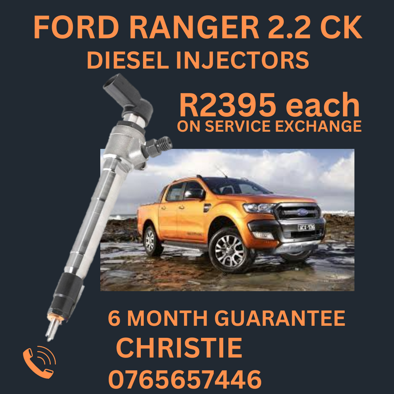 FORD RANGER 2.2 CK DIESEL INJECTORS FOR SALE WITH 6MONTH GUARANTEE.