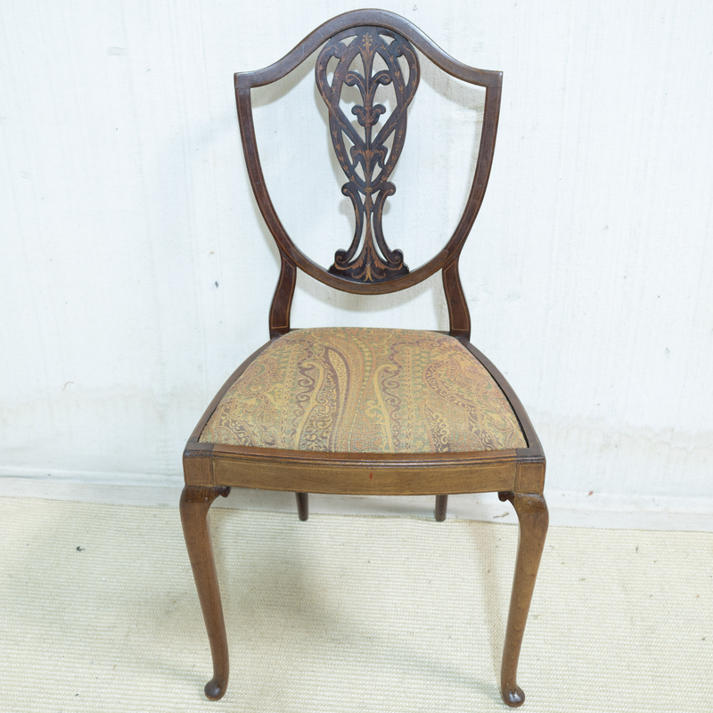 Rare Edwardian Mahogany Shield Back Dining Chair