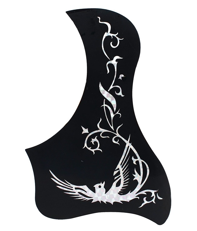 Acoustic Guitar Pickguard Silver Phoenix Pattern