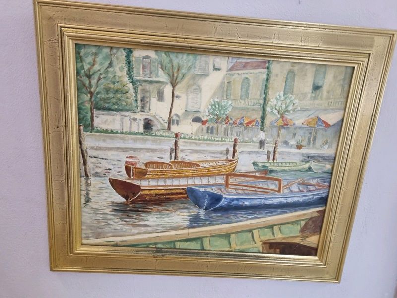 Boat oil painting size 62x52cm