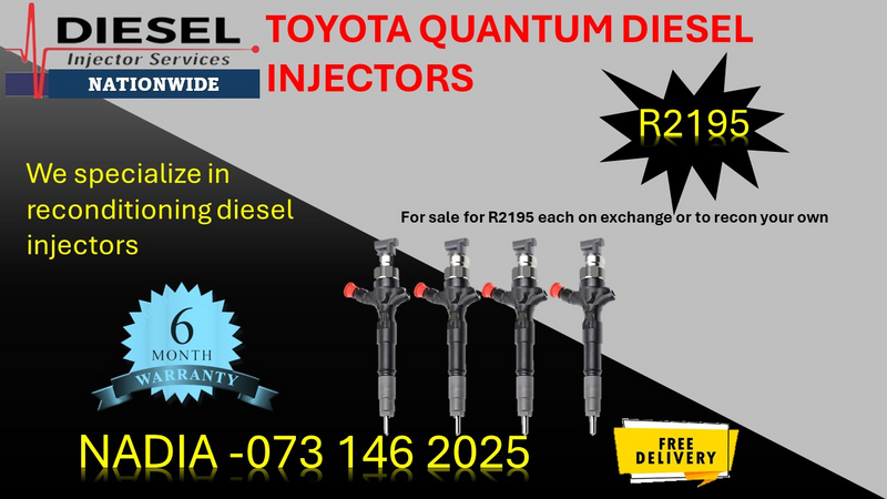 Toyota Quantum diesel injectors for sale on immediate exchange