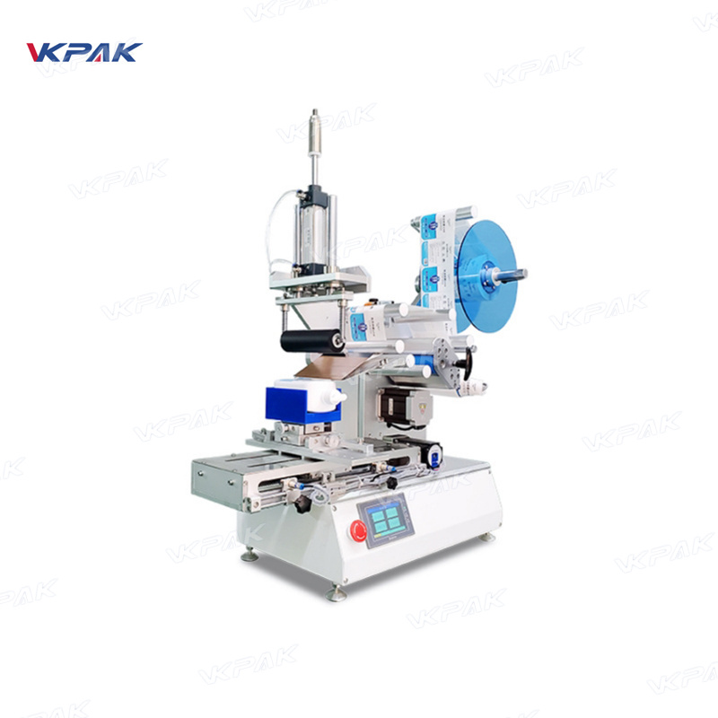 VK-T803 Semi-Automatic Model PET Plastic Model Arc Surface Flat Bottle Sticker Labeling Machine