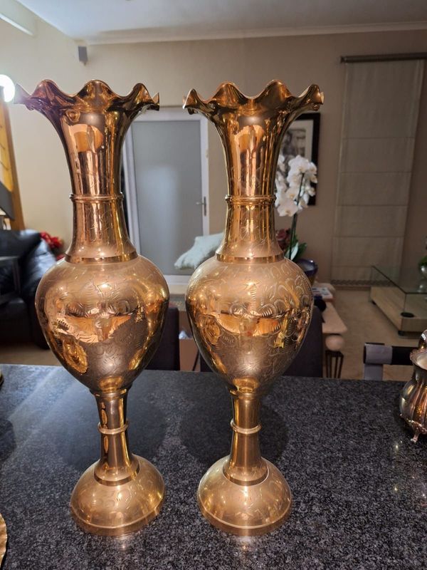 Two brass pots