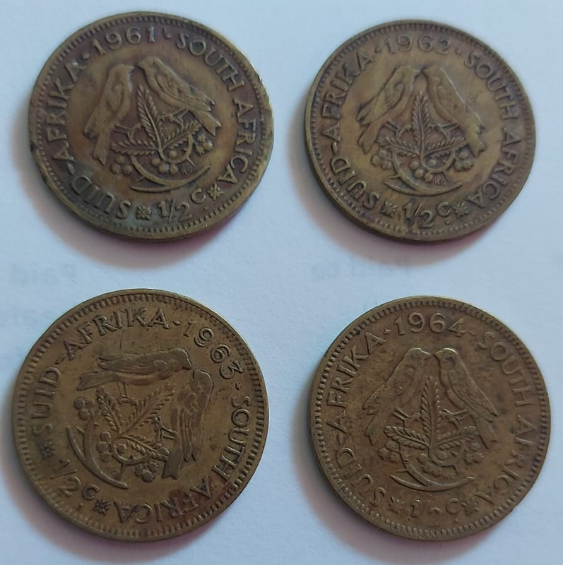 South Africa ½ cent coins, 1961-1964