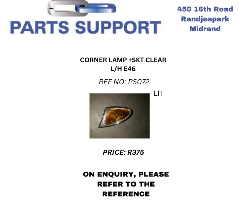 Corner Lamp &#43;SKT Clear L/H E46