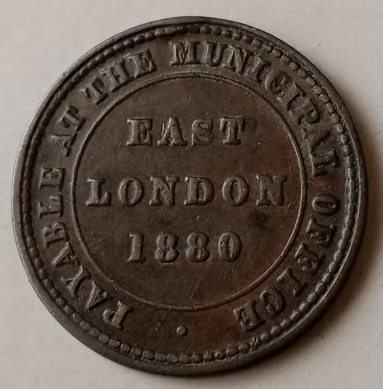 1880 East London Municipal 1 Penny Ferry token