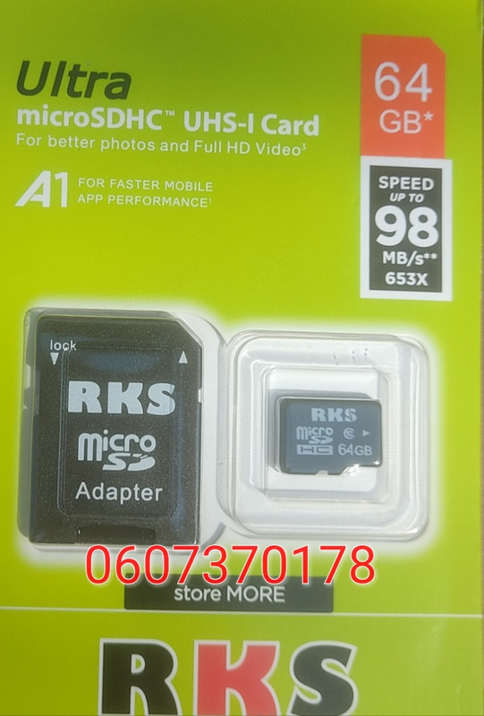 Micro SD Card 64GB with SD Adapter Class 10 (Brand New)