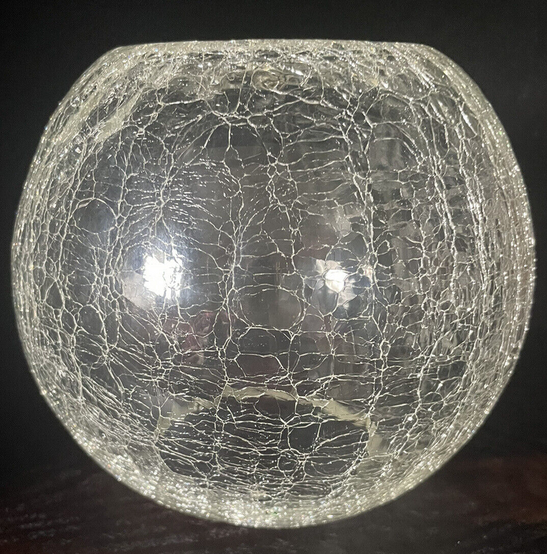 Clear Crackle Glass Rose Bowl