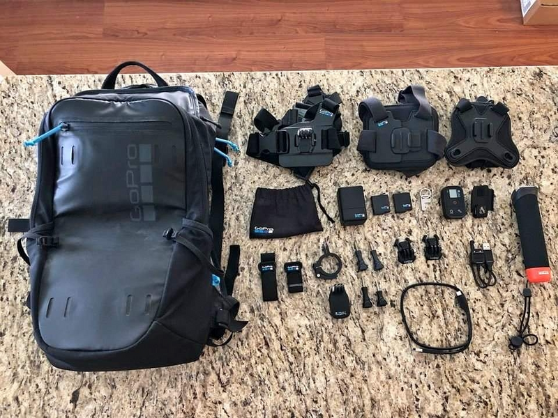 GoPro all original backpack and wraps, straps and mountings
