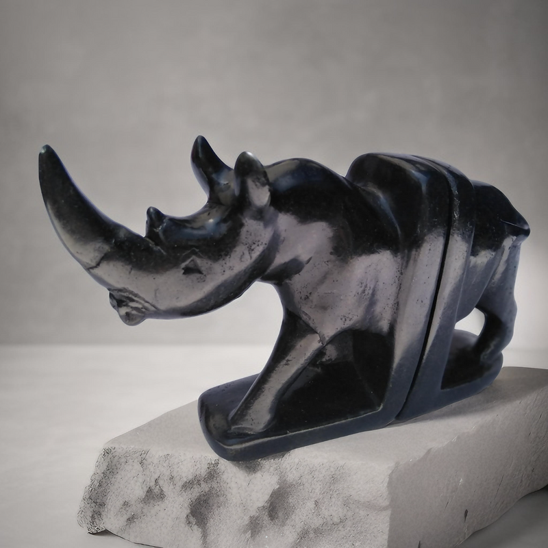 Handmade Rhino Stone Bookends