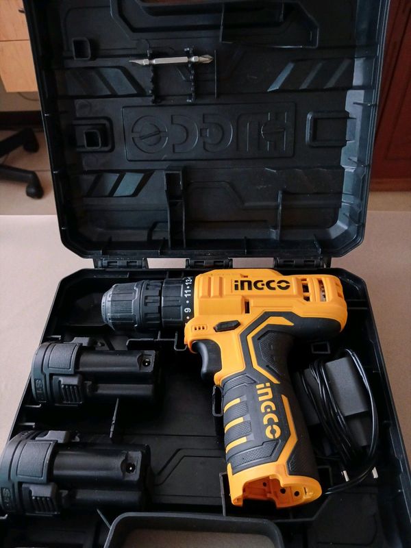 Ingco - Lithium-Ion Impact Drill (12V), 2 x Li-Ion Battery Pack and Charger
