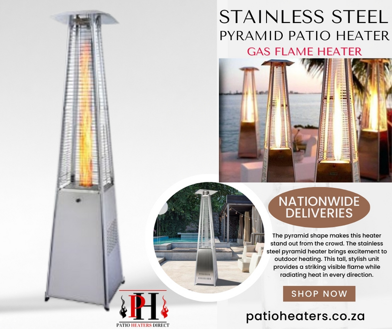 Glass Tube Gas Patio Heater (Stainless Steel) Flame heater.
