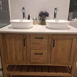 Oak bathroom vanity - top &amp; basin excluded