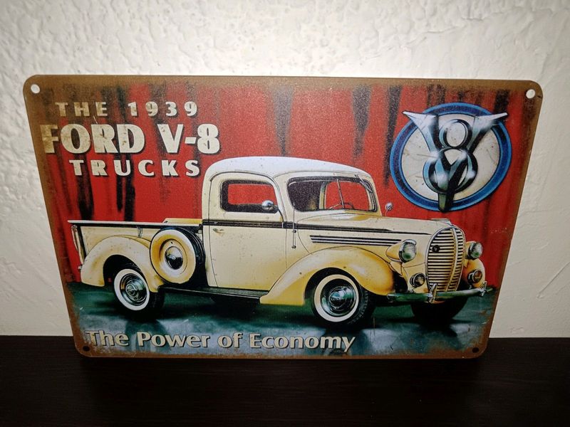 Ford v8 truck metal garage sign