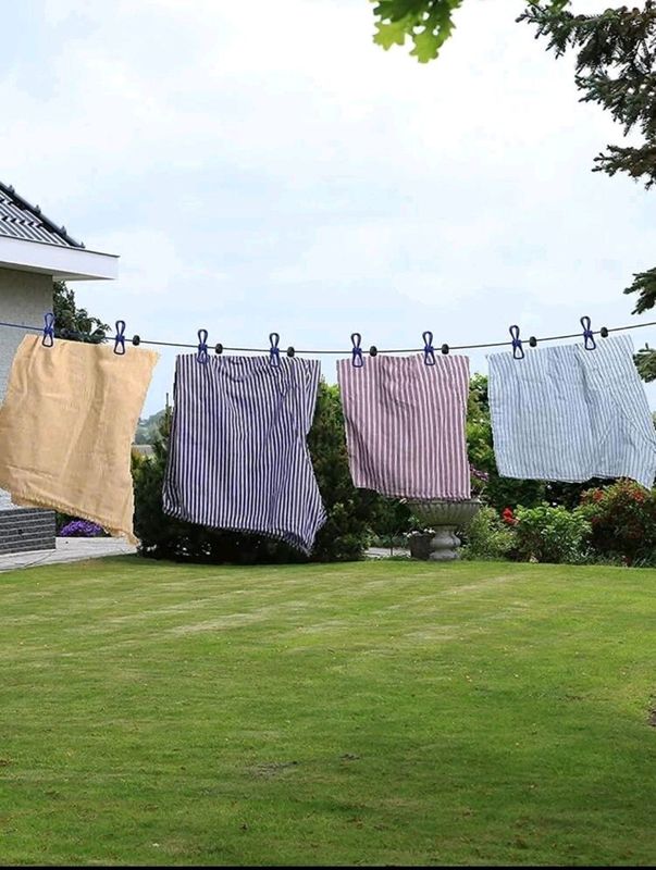 Portable clothes line with pegs