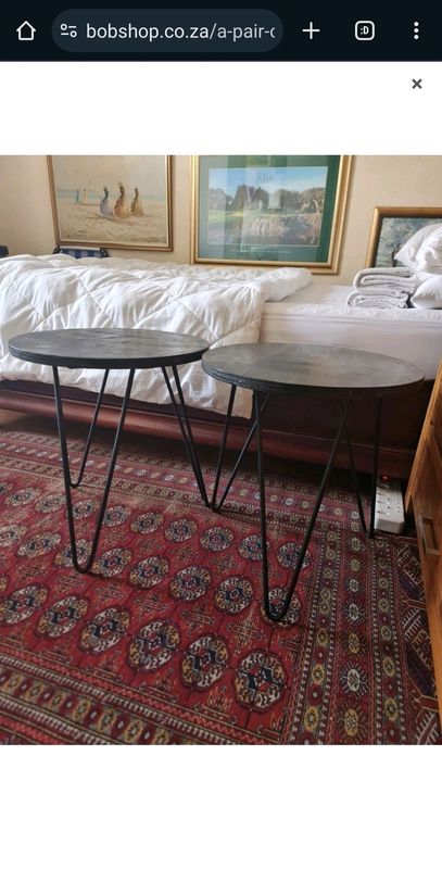 Wood and Steel Side Tables