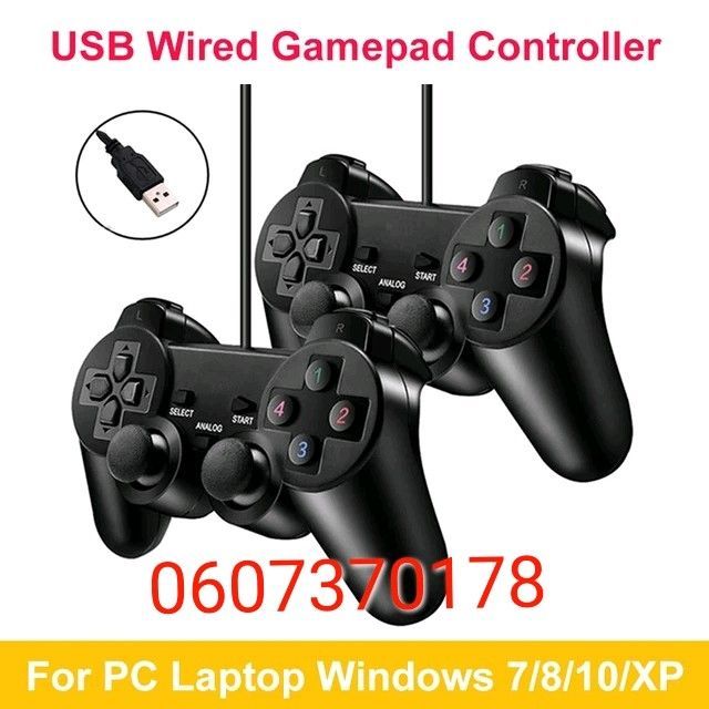 Gaming Controllers USB Controllers for PC - 2 Pack 2-in-1 PC Dual Shock Joypad Controllers (2 Pack)