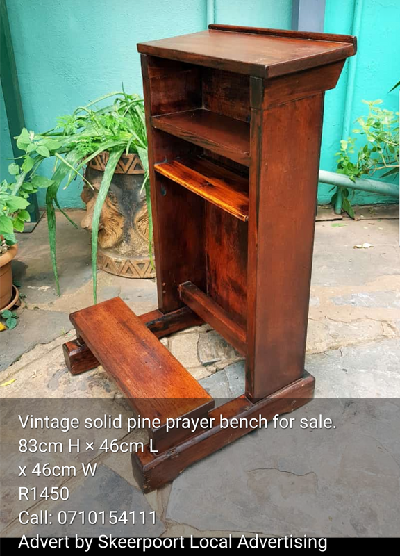 Vintage solid pine prayer bench for sale