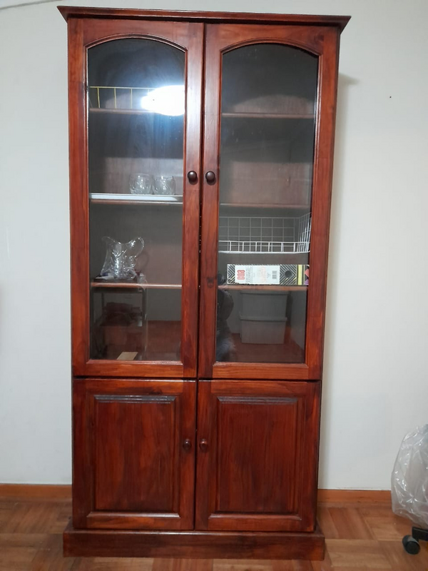 Wooden cabinet with glass door