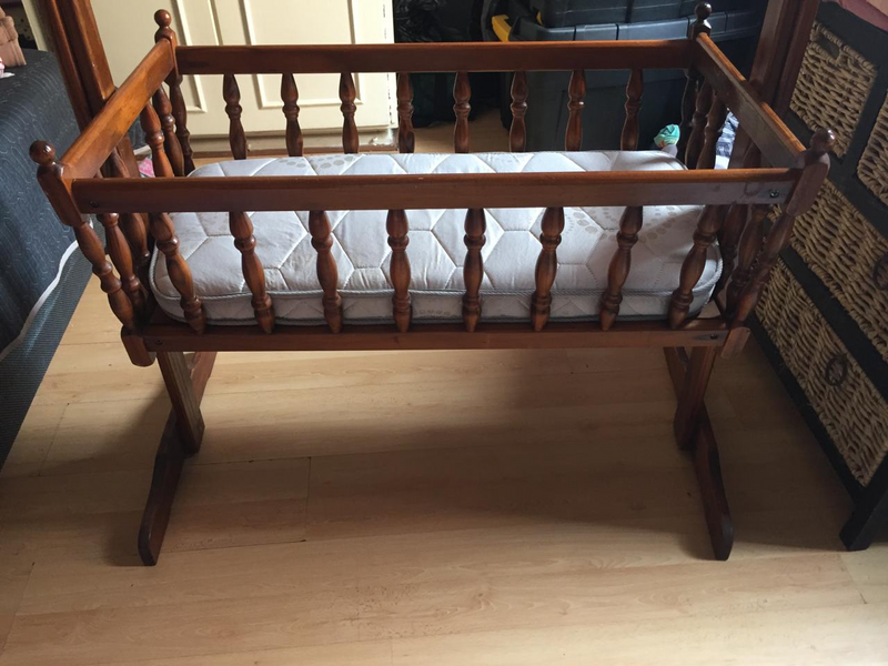 Baby Rocking Wooden Crib with Mattress - Excellent COndition